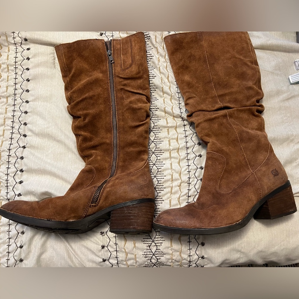 Born Doyle distressed suede slouchy tall boots  camel/brown/rust color Size 6.5